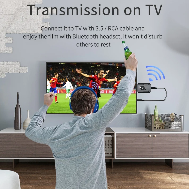 RISE-4 in 1 USB 블루투스 5.0 무선 송신기 수신기, 블루투스 스피커 TV PC 자동차 키트용 Aux 오디오 어댑터, 3.5mm