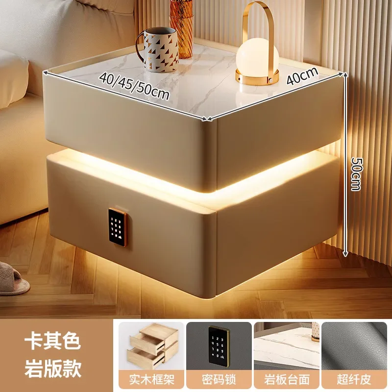 Intelligent Nightstands Organizer Furniture Cabinets Bedroom Wireless Charge Lock Bluetooth Audio Luxury Designer Bedside Table