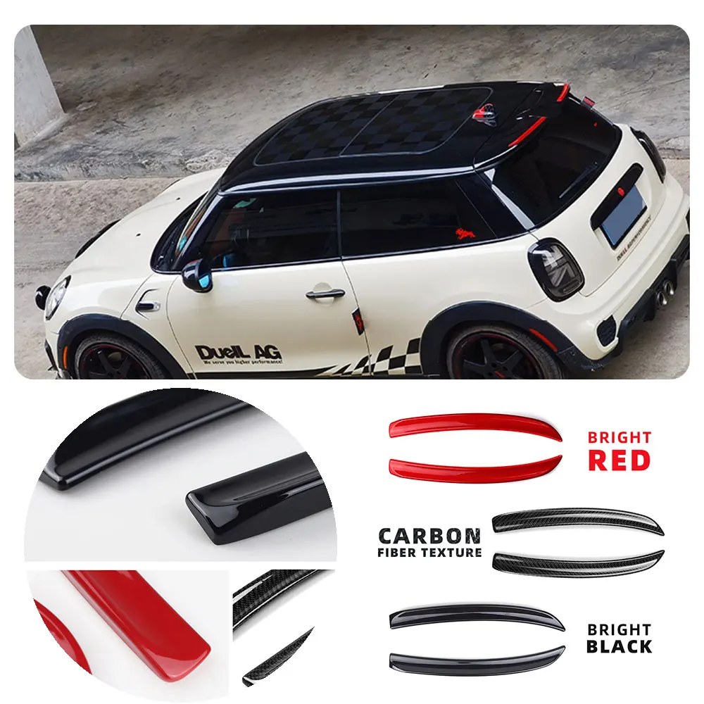 

For 2014-up MINI COOPER F55 F56 S / JCW Sport Red/Carbon Fiber Rear Wing Trim Spoiler Extension Lip Fins Auto Accessories