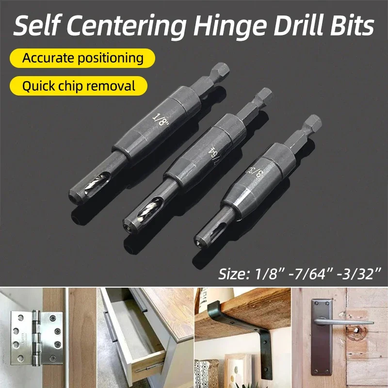 Self Centering Hinge Drill Bit Door Window Cabinet Cupboard Hinge Drilling Positioning Hole Opener Woodworking Center Drill Bit