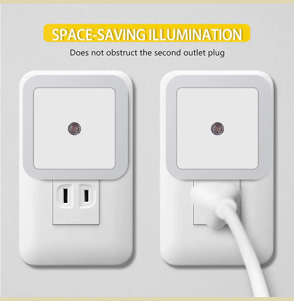 Smart Light Controlled Sensor LED Night Light EU UK US Plug Mini Wall Lights For Bedroom Hallway Corridors Stairs Bedside Lamp