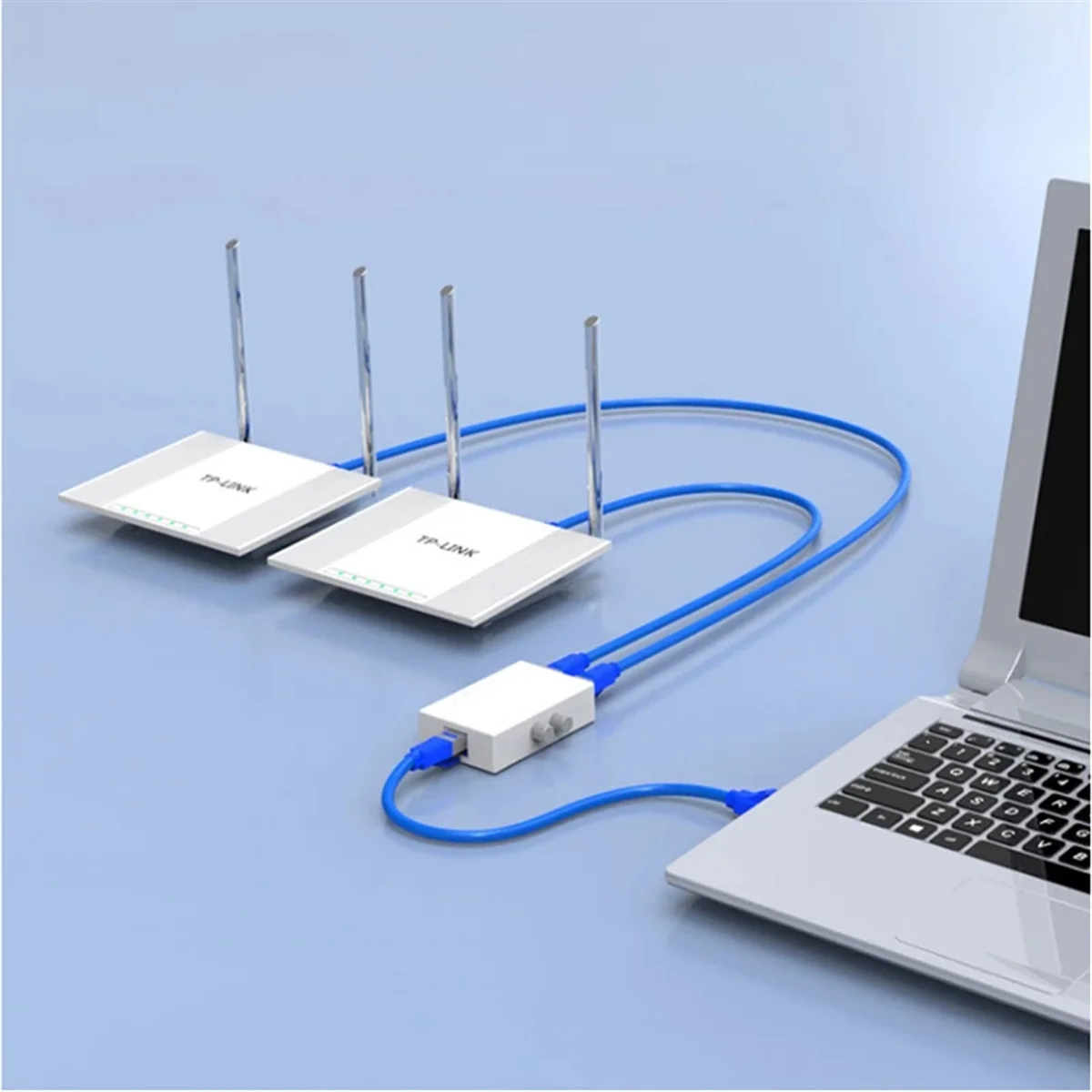 AB53 RJ45 Network Switch 2 Port LAN Ethernet Network Box Switcher RJ45 Splitter Dual 2 Way Port Manual Sharing Switch Adapter