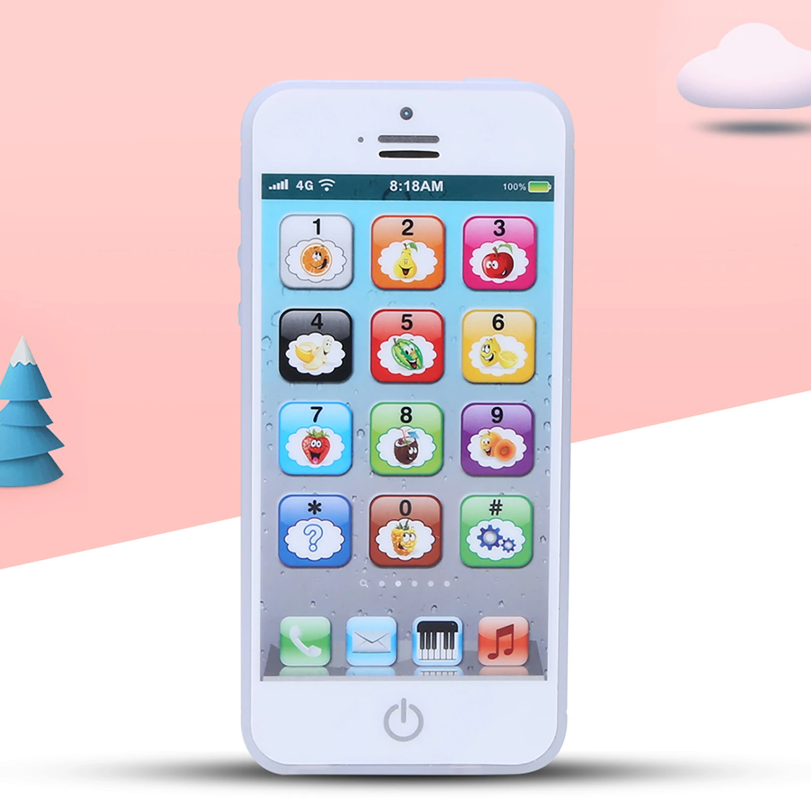 Telefone para aprendizagem de inglês, máquina de aprendizagem de inglês para bebês, luz musical, telefone móvel, desenvolvimento infantil