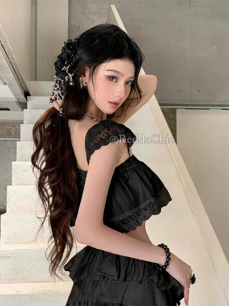 REDDACHiC Women Ruffled Top Skirt Matching Set Beach Romantic Swing Elastic Waist Maxi Skirt Fly Sleeve Crop Top Holiday Clothes view 5