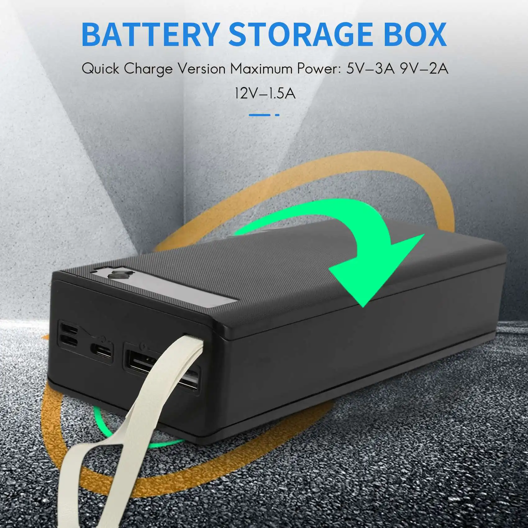 16x18650 Battery Storage Box PD QC3.0 Quick Charge DIY Power Bank Box Case 18650 Battery Holder Box Black