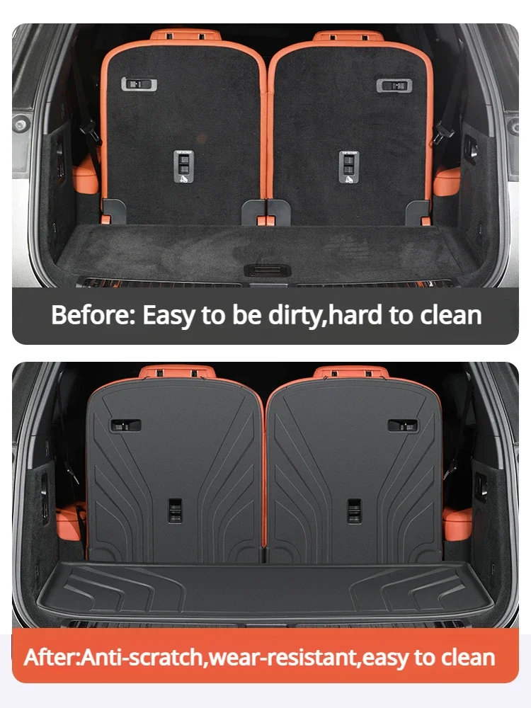 For LiXiang L7 L8 L9 Rear Trunk Mats TPE Waterproof Anti-Scratch Cargo Liner Third Row Seat Back Protective Pad Car Accessories