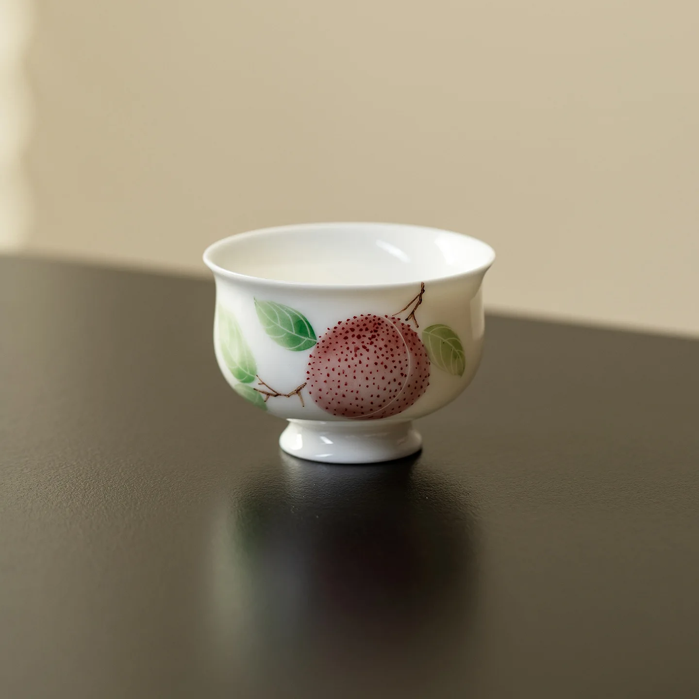 Pure Hand Painted Lychee Porcelain Tea Cup with Saucer Set High End Master Single Kung Fu Tasting Cup Gift
