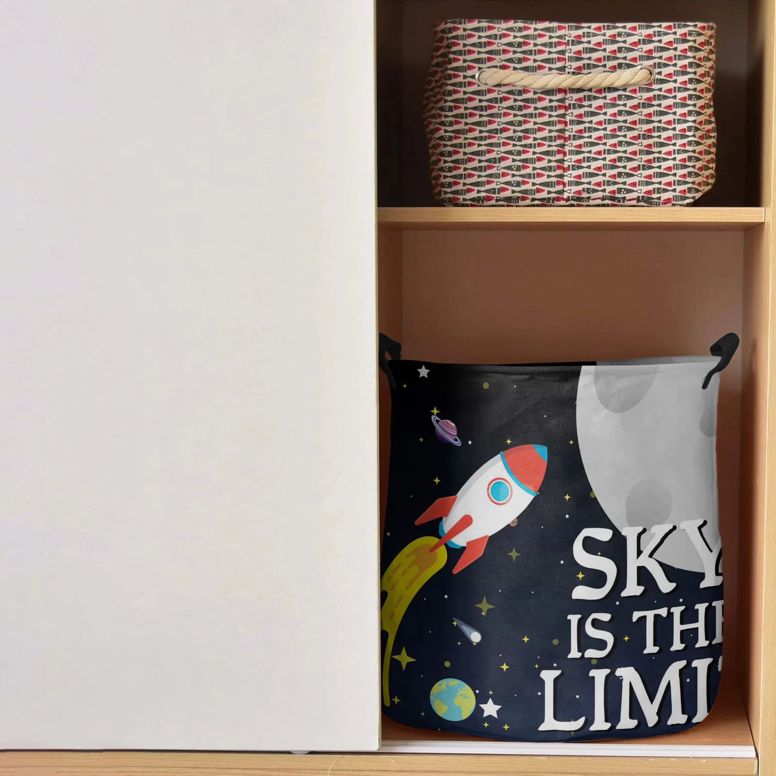 Space Universe Planet Rocket Starry Sky Dirty Laundry Basket Foldable Home Organizer Basket Clothing Kids Toy Storage Basket