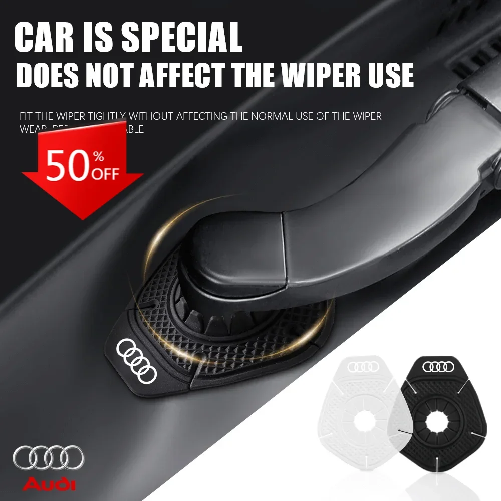 2pcs Car Windshield Wiper Arm Hole Protection Cover Emblems Dust Cover For Audi A3 A4 B8 8P B9 8V B6 A5 B7 A1 A6 Auto Styling