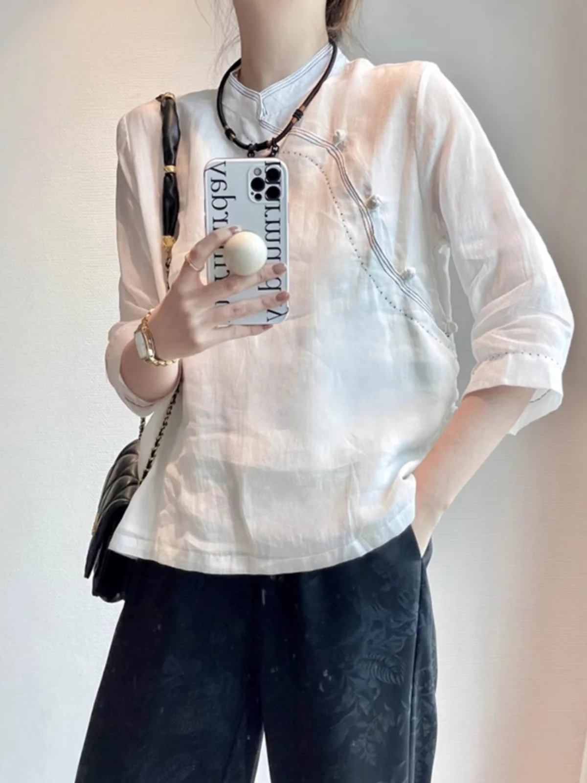 

Новая китайская хлопково-льняная одежда для женщин ранней осени в стиле ретро, буддийская одежда для чая в стиле дзен, маленькая льняная верхняя одежда на пуговицах