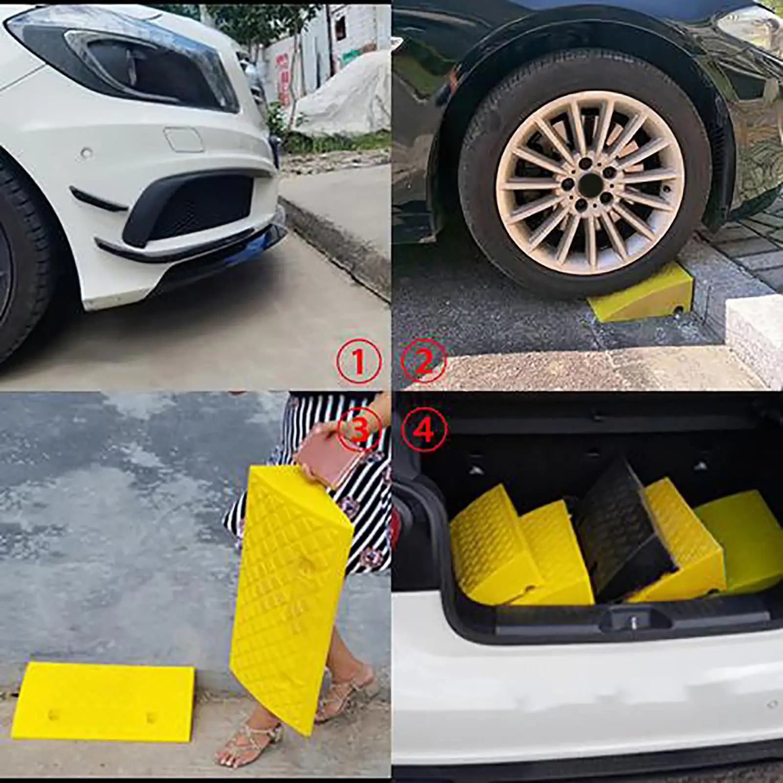 Curb Ramps Rubber Threshold Door Step Ramp 5CM/7CM High Portable Kerb Ramp Car Ramps Heavy Duty Wheelchair Ramps For Doorways Wi