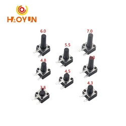 【50-10PCS】Micro Switch 4.5*4.5 3P Button Momentary Tactile Tact Push 3 Pin DIP Rgiht Angle 4.5x4.5x3.8/4.3/4.5//5/6/7/8/9/10 mm