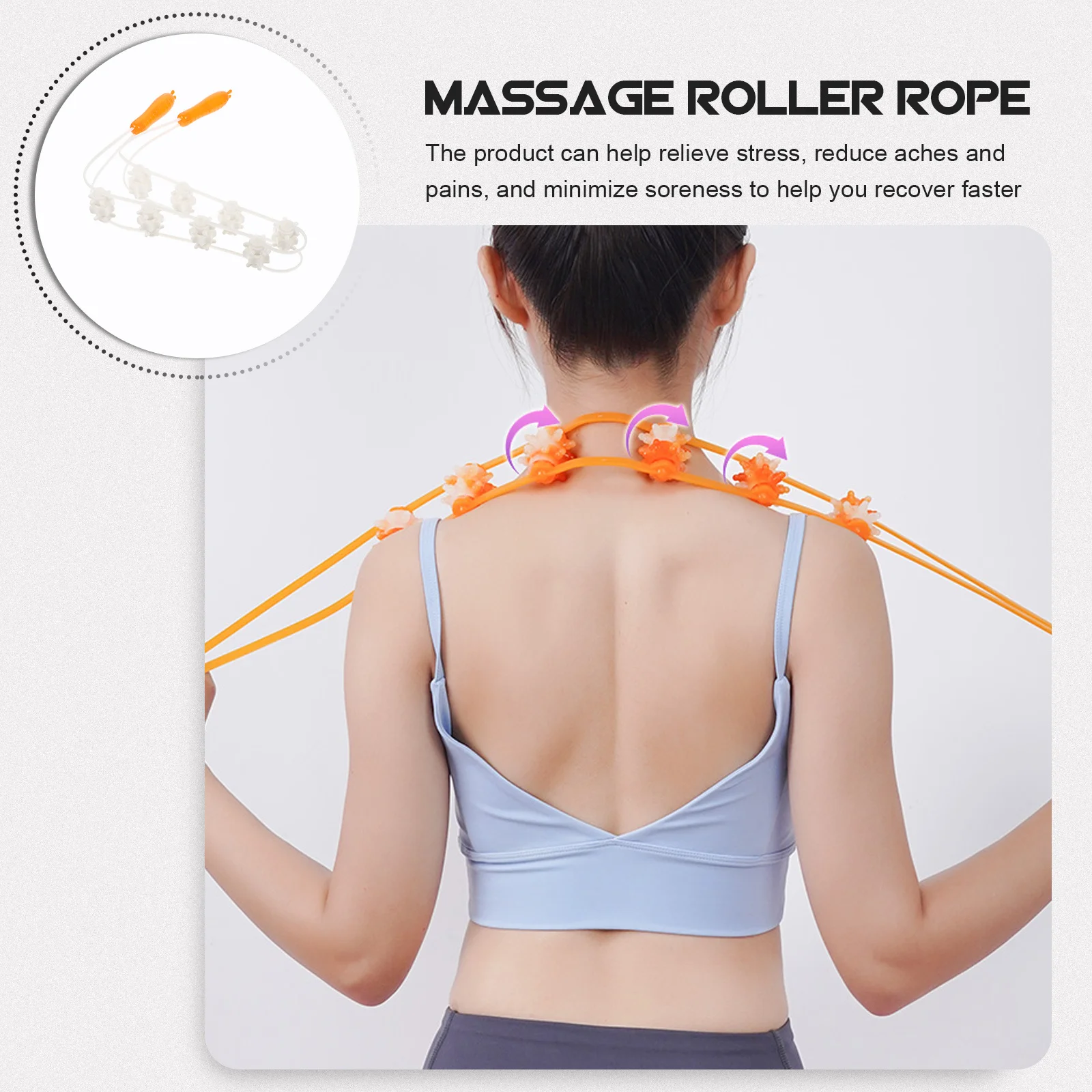 

Back Massager Roller Rope Durable Myofascial Muscle Relaxation Pain Relief Workout Accessory Pull Back Strip Roller Massager