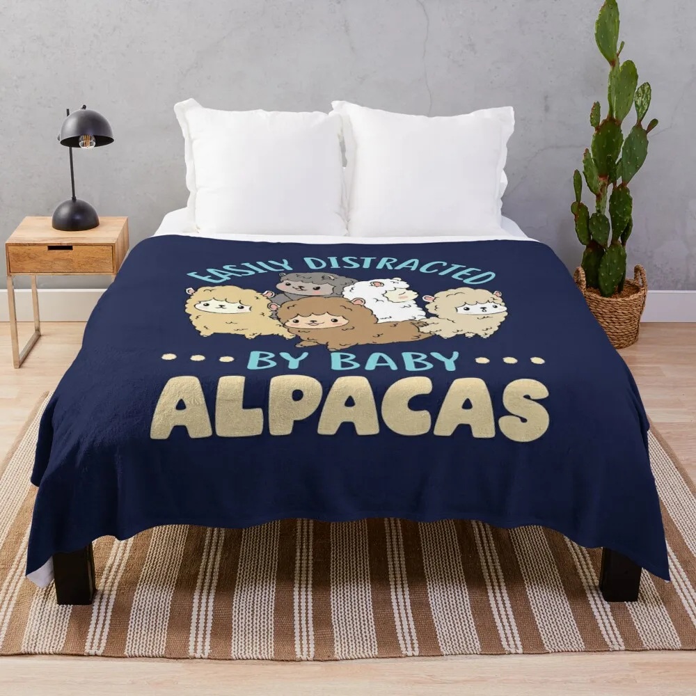 Easily Distracted by Baby Alpacas Throw Blanket Luxury Designer Beautifuls Stuffeds Blankets