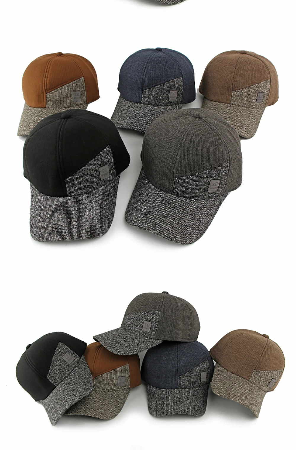 HT5011 Winter-Baseballmütze, dicke, warme, mit Fleece gefütterte Mütze für Männer und Frauen, Woll-Baseballmützen mit Ohrenklappen, verstellbare Vater- und Papa-Mütze – Detail 3