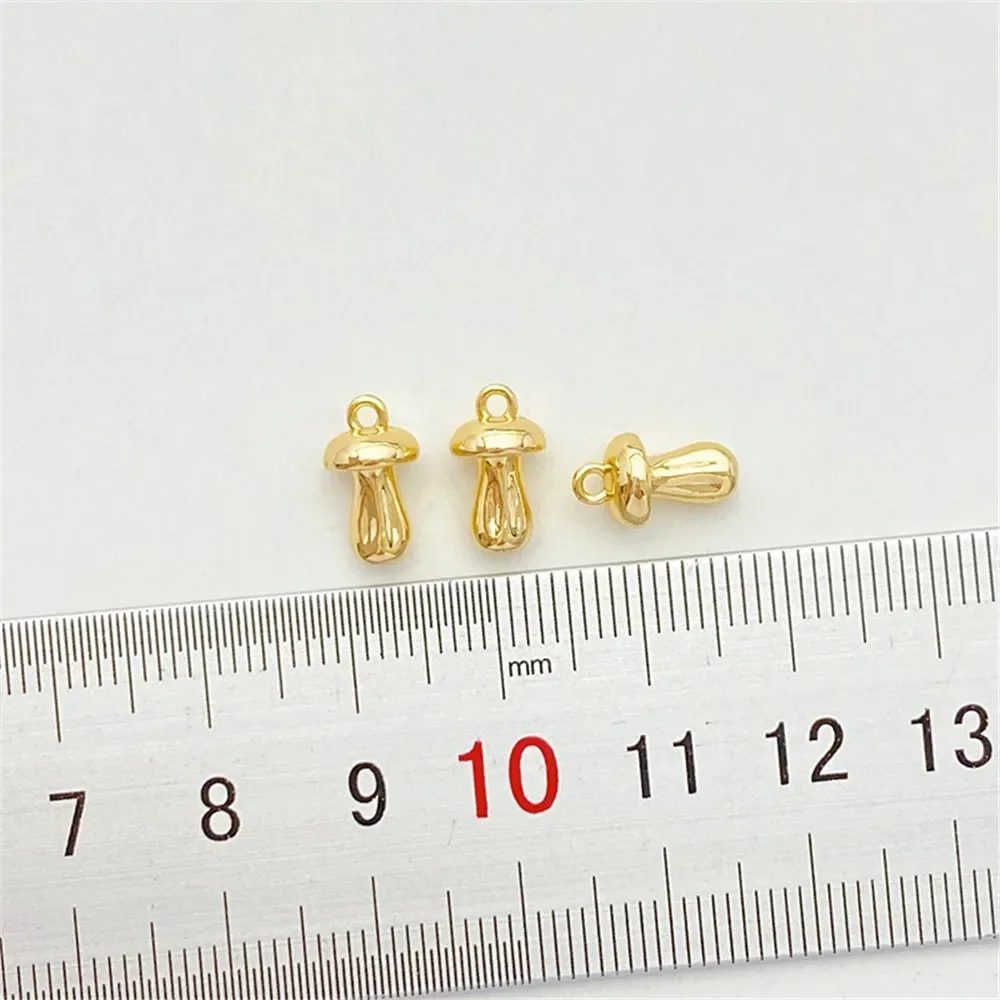 Colgante con dije de setas chapado en oro de 14 quilates, suministros de joyería DIY, cuentas para collar, pulsera, accesorios artesanales