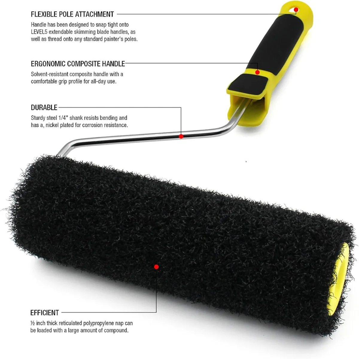A002 9Inch Drywall Compound Roller, Drywall Texture Roller Brush, Suitable for Covering Wall and Ceiling Surfaces - view 2