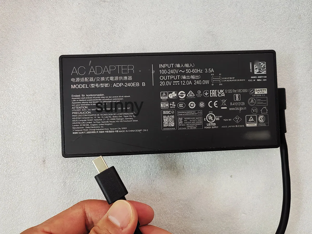OEM ADP-240EB B 20V 12A AC Adapter Rectangle Conn 240W For ASUS ROG Zephyrus G16 (2025) GU605 GU605CW-XS98 RTX5080 Laptop
