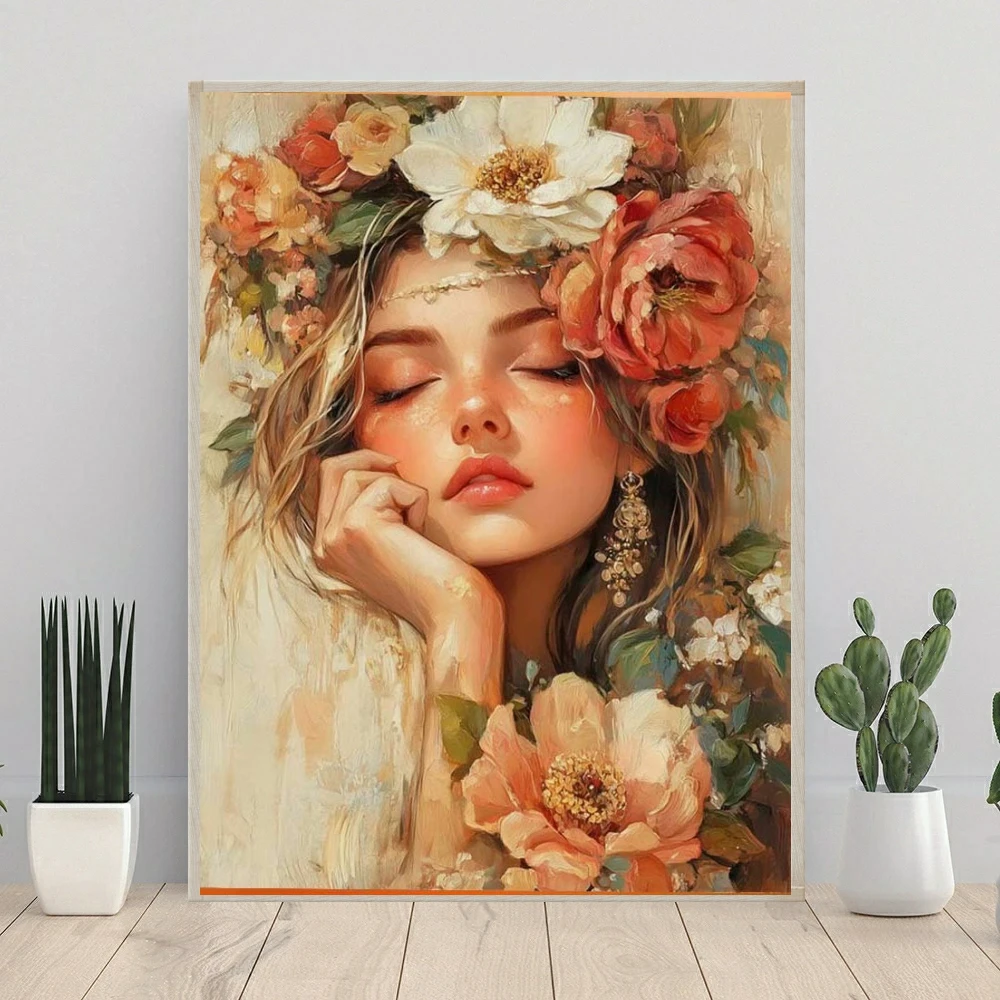 Blumen Mädchen Muster Diamant Malerei Geschenk