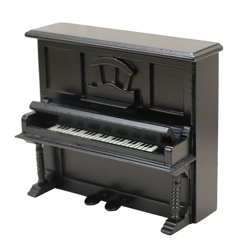 Per Ob11 1/12 scala casa delle bambole nero miniatura pianoforte in legno simulazione classico modello di pianoforte giocattolo casa delle bambole accessori