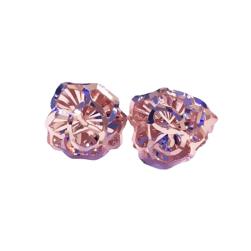 585 Purple Gold Glossy Rose Hollow Flower Earrings for Women Classic Shiny Delicate Small Stud Earings Banquet New in Jewelry