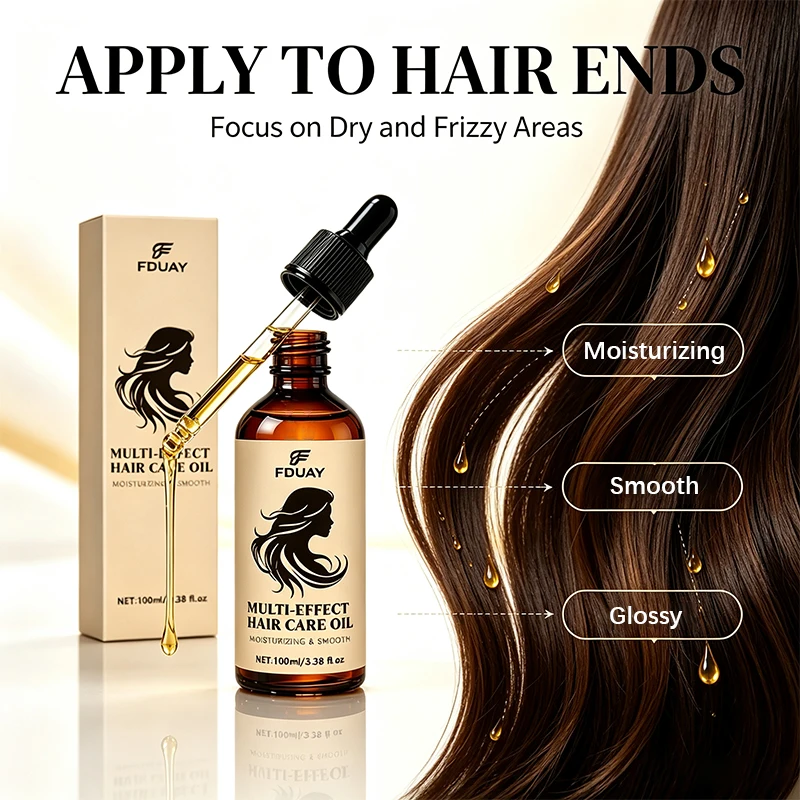 Lightweight Non-Greasy Multi-Effect Hair Care Oil for Dry Frizzy Hair Moisturizes Adds Shine Softens & Silkens Hair