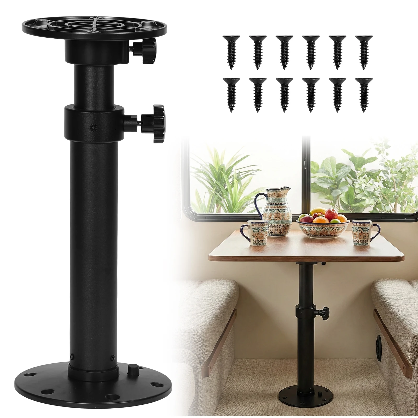 

RV Table Pedestal Stand Leg One-Leg Lifting System Aluminum Alloy Stand Base 27.5In for RVs Marine Boat Yacht