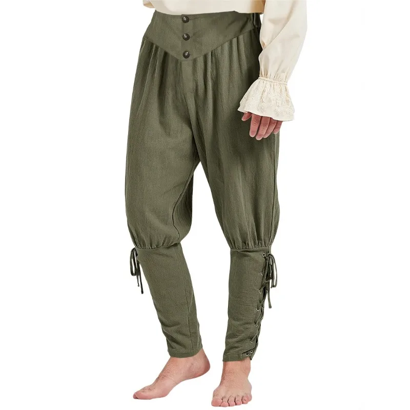 Cross-border foreign trade Amazon's new air-eye lace-up ankle pants medieval retro small feet and leg-tied casual pants 2025