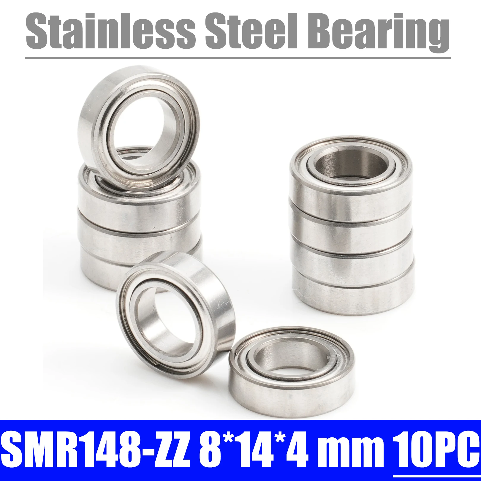 SMR148ZZ Bearing 8*14*4 mm ( 10 PCS ) Stainless Steel Ball Bearings Shielded SMR148Z SMR148 Z ZZ