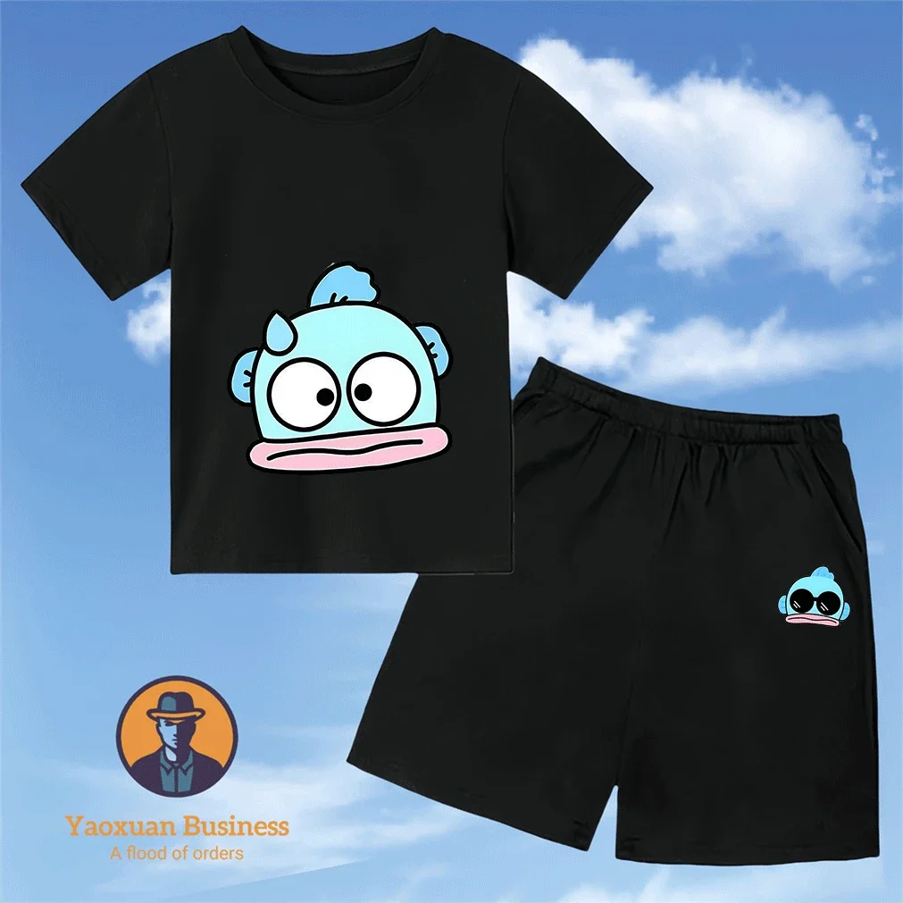 Summer 2026 Hangyodon Cartoon Print Cotton T Shirt Set Fash…
