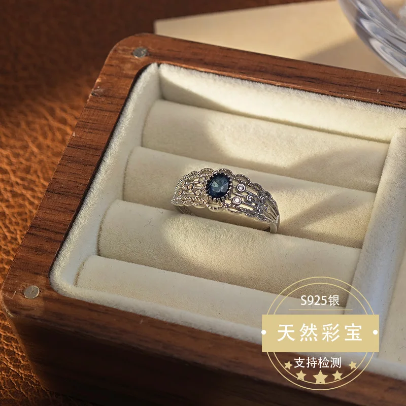 

Natural Sapphire Wedding Resizable Ring Adjustable Size Ring for Girl Women Gift Bride Birthday Gift