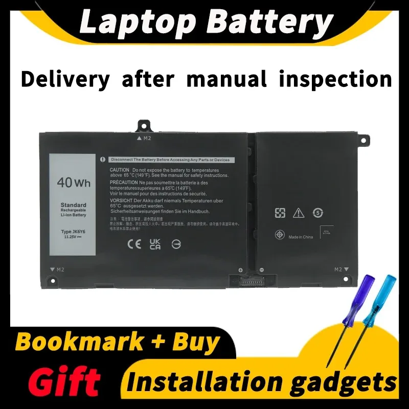 

Аккумулятор для ноутбука Dell Inspiron 14 15 5502 5509 5300 5301 13 5300 5301 Latitude 3410 3510 JK6Y6 H5CKD 11,25 в 40 Втч/53 Втч