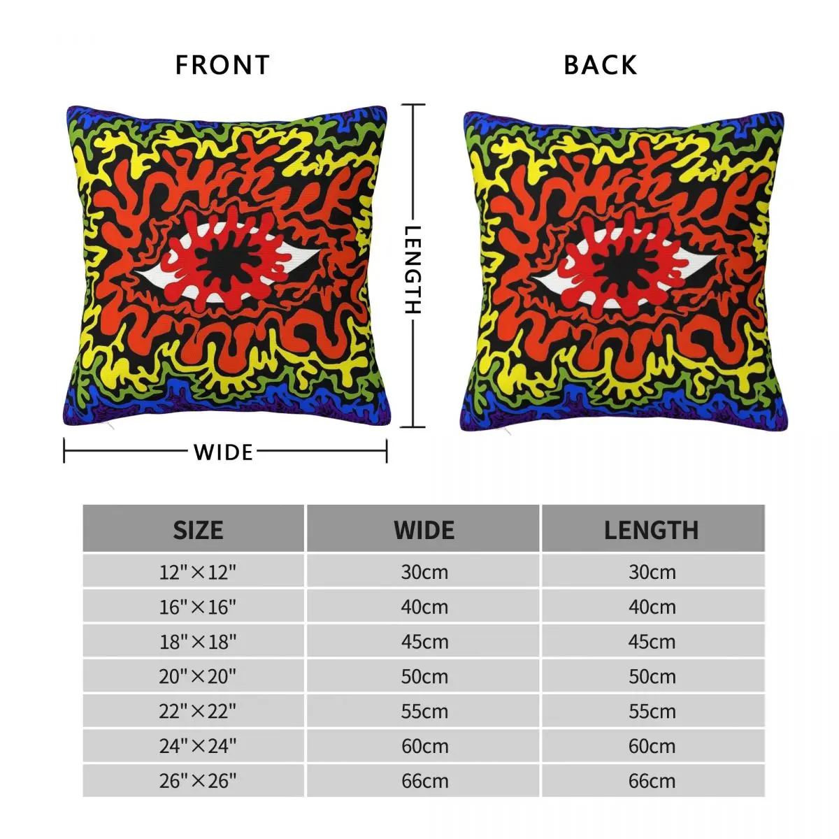 Psychedelic Eyeball Square Pillowcase Polyester Linen Velvet Creative Zip Decor Throw Pillow Case Car Cushion Cover