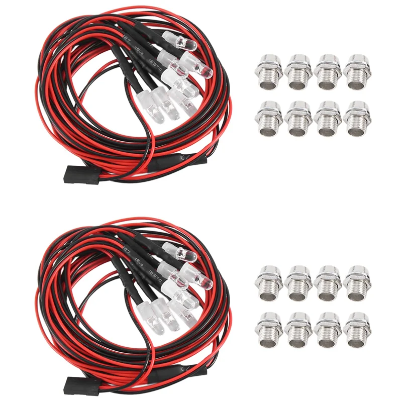2 個 8LED 5 ミリメートルヘッドライト RC 交換用 LED ライト 1/10 モデルドリフトカー車両用、白赤と黄色-POS