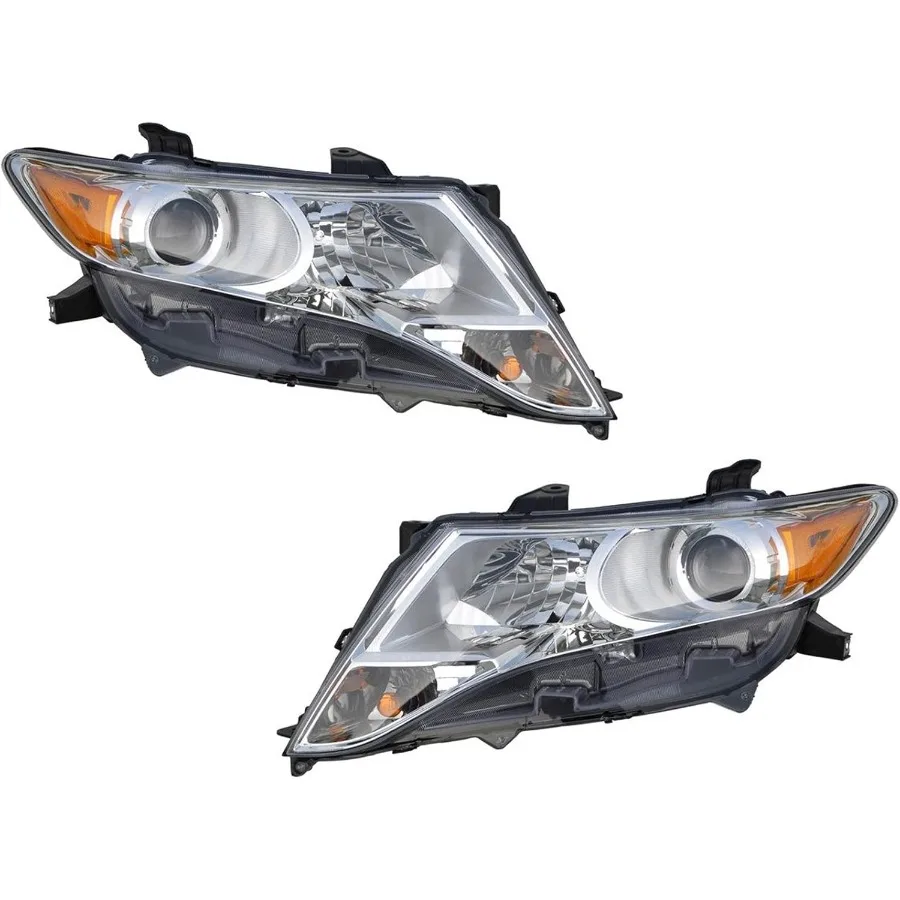 2 Piece Headlight Assembly Set with Halogen Lights and Chrome Bezel for Driver and Passenger Sides Compatible with  Venza Model