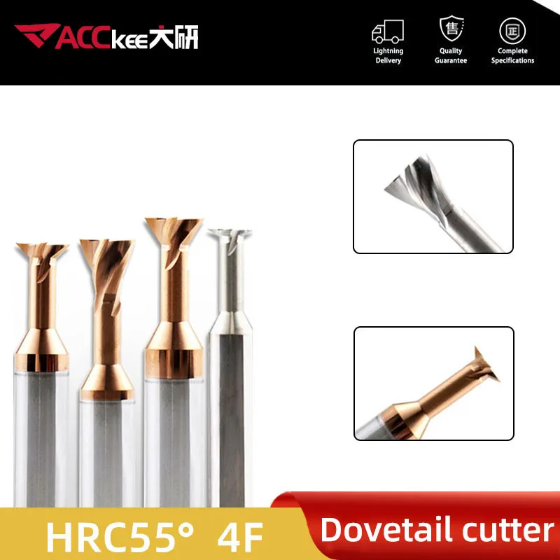 ACCKEE Carbide Dovetail Milling Cutter Chamfer End Mill CNC groove Tool Degree blade metal Steel chamfering toll Tungsten