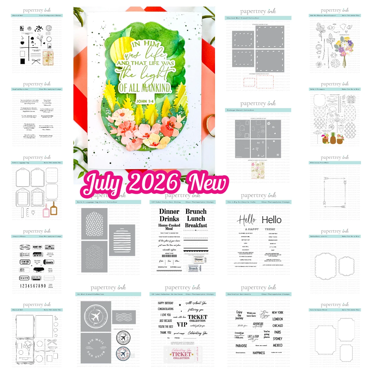 Papertray Ink into the Blooms Through the Forest July 2026 New Metal Cutting Dies Stamps for DIY Handmade Photo Album Scrapbook