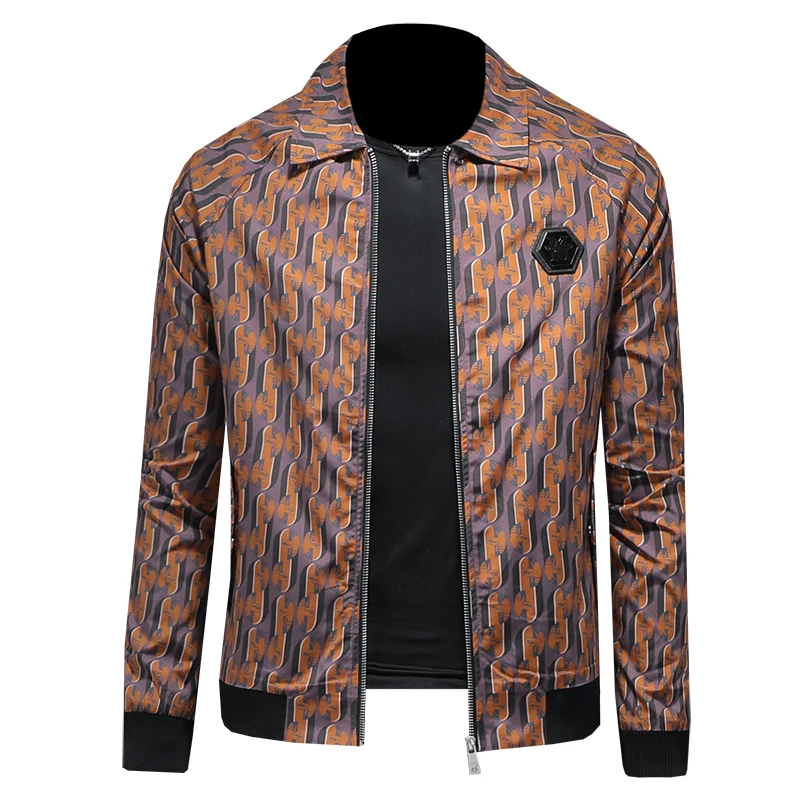 سترة رجالية فاخرة مطبوعة بياقة مقلوبة سترات منفوخة للأعمال ملابس رجالية معاطف غير رسمية ملابس خروج اجتماعية ملابس رجالية #6