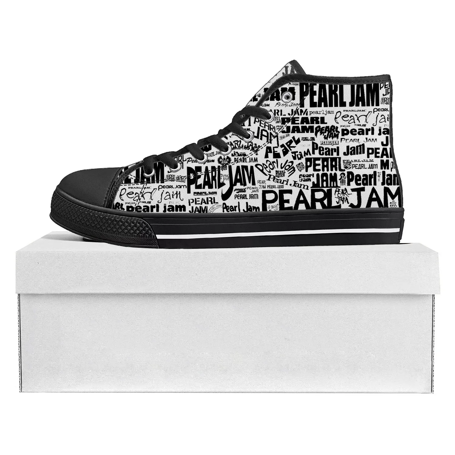 Pearl Jam Rock Band High Top High Quality Sneakers Mens Womens Teenager Canvas Sneaker Casual Couple Shoes Custom Shoe Black