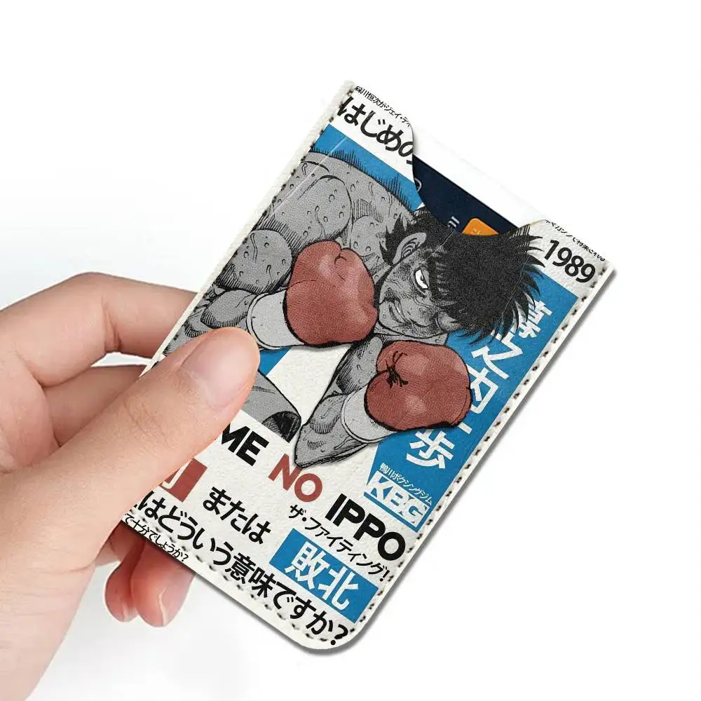Japanese animation Hajime No Ippo Ultra-Thin Mini Leather Card Holder Wallets for Men Women Soft Genuine Leather Credit Card