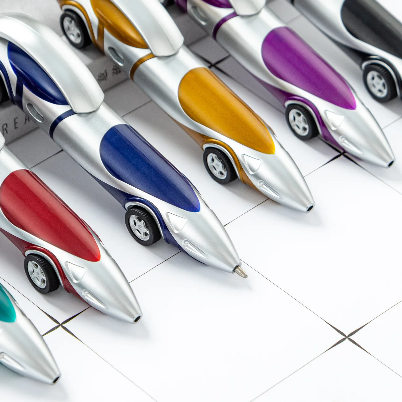 Novelty Design Racing Car Shaped Ballpoint Pen Multicolor Creative Press Car Styling Ballpoint Pen Stationery Supplies Kids Toy