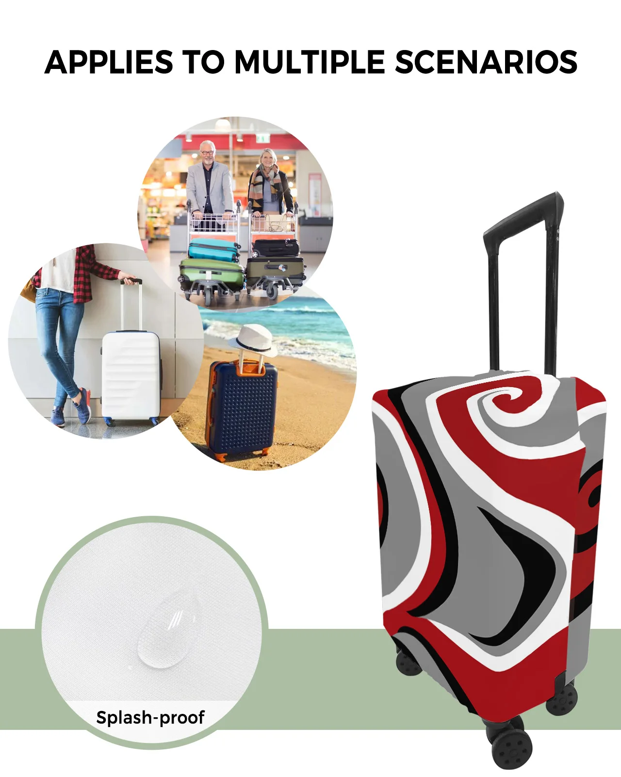 Abstract Vortex Red Travel Luggage Cover Elastic Baggage Cover For 18-32 Inch Suitcase Case Dust Cover Travel Accessories