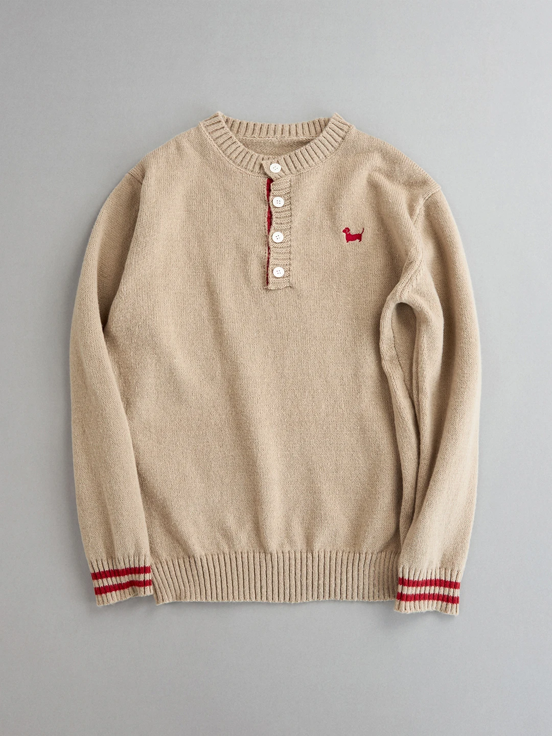 

Khaki Embroidered Knitwear Men's Winter Lazy Sle Henry Collar Sweater Soft Cozy Base Layer American Sle under irt