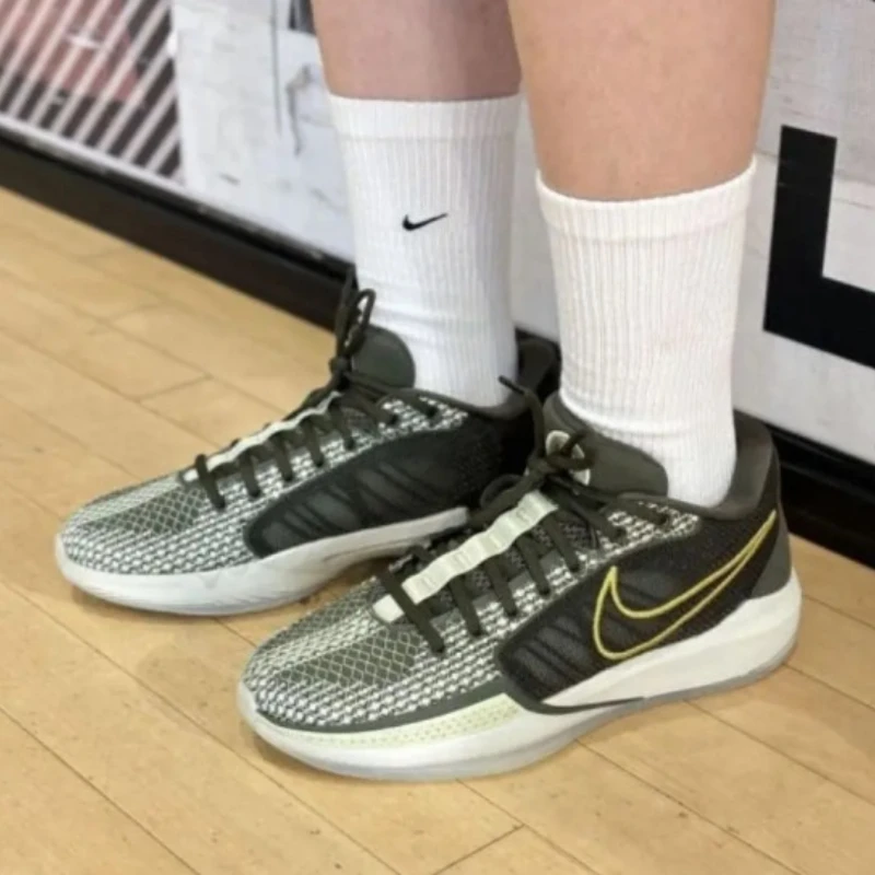 Nike Sabrina 1 EP Olive Metallic Gold Women Breathable Anti-Slip Hard-Wearing Retro Basketball Shoes Sports Sneakers HF5517-302