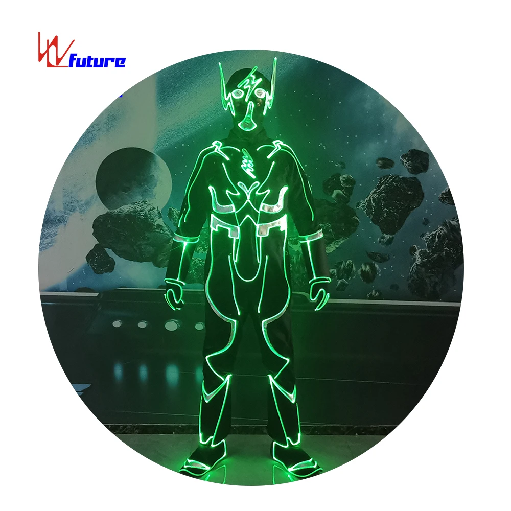 Set di Halloween in fibra ottica personalizzato luci a LED Costume Flash di carnevale nero 1 pezzo adulti prestazioni luminose