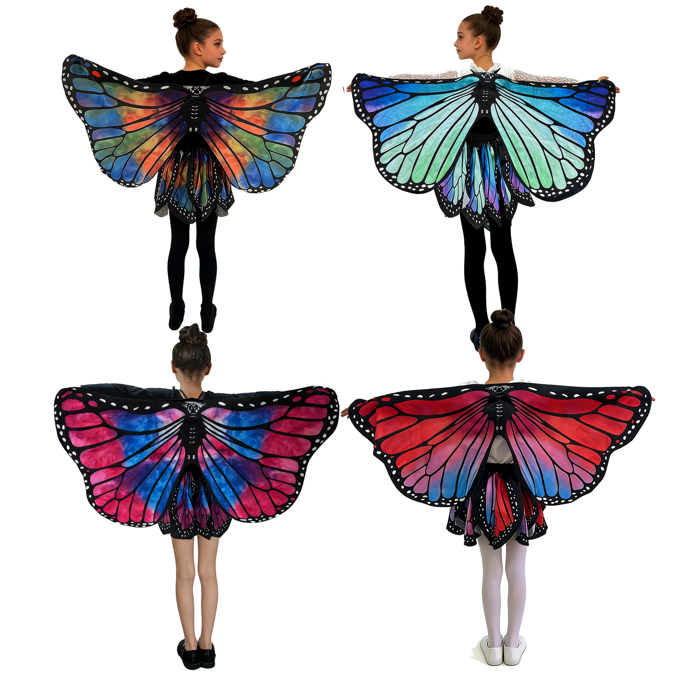 Carnival Kids Butterfly Wing Costume Set Girls As Butterfly Fairies Halloween Parties Dress Up