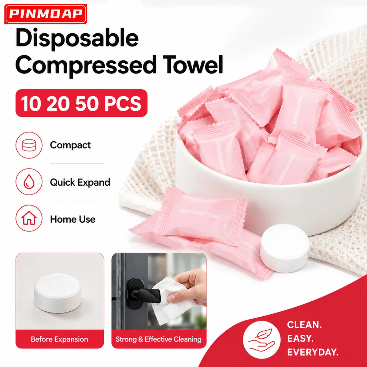 PINMOAP Disposable Compressed Bath Towel Travel Towel Portable Face Towel Soft Skin Friendly Absorbent Quick Dry Home Bathroom