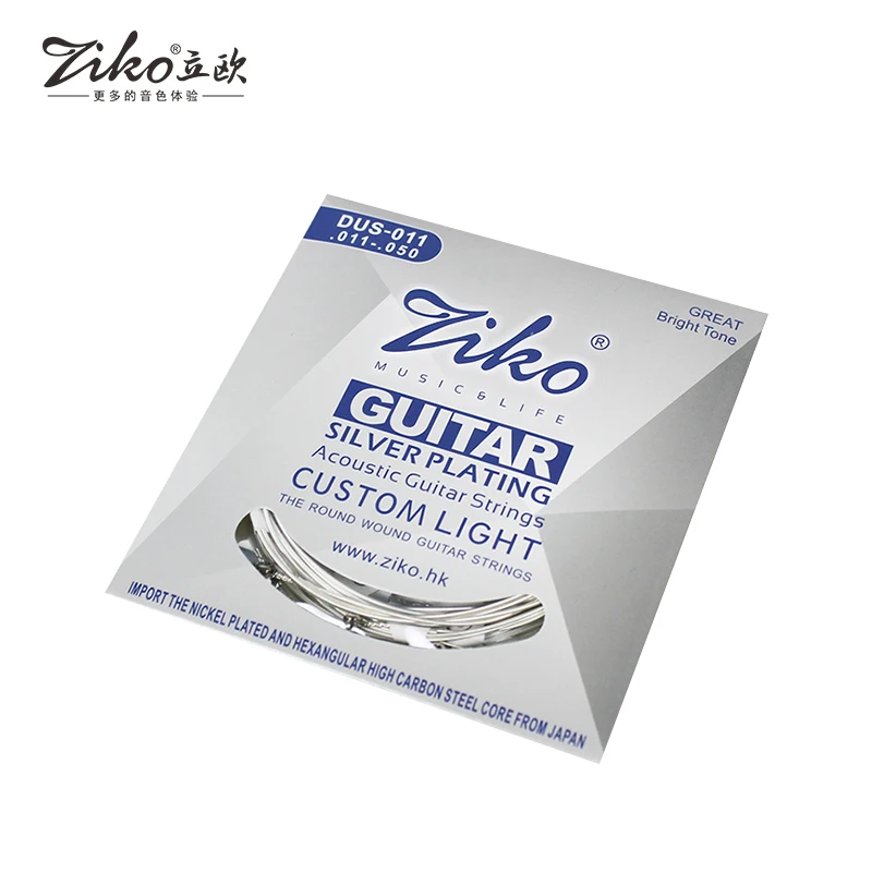 Ziko مجموعة أوتار الجيتار الصوتي 010 011 012 طلاء الفضة 6 سلاسل الآلات الموسيقية ملحقات الجيتار الصوتي