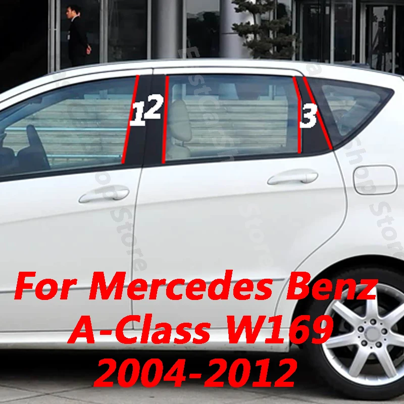 

For Mercedes Benz A Class W169 2004-2012 Car Middle Column PC Window Trims Decoration B C Pillar Strip Sticker Cover Accessories