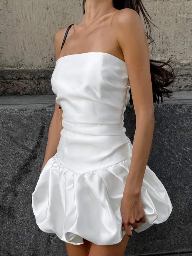 Vestido de Tulipán Ajustado de Moda para Fiesta de Cumpleaños, Sin Tirantes, Cintura Alta, Falda en Línea A, Estilo Discoteca...